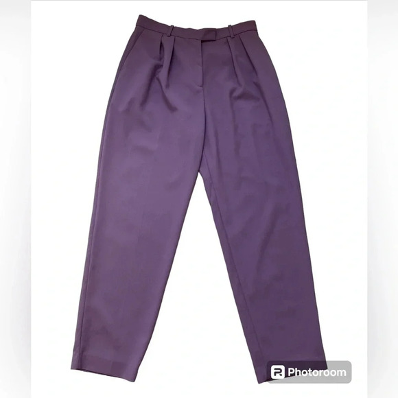 ARKET Womens Viscose Tapered Leg High Waist Trousers Pants Purple Sz 12 US 42 EU - Picture 2 of 11
